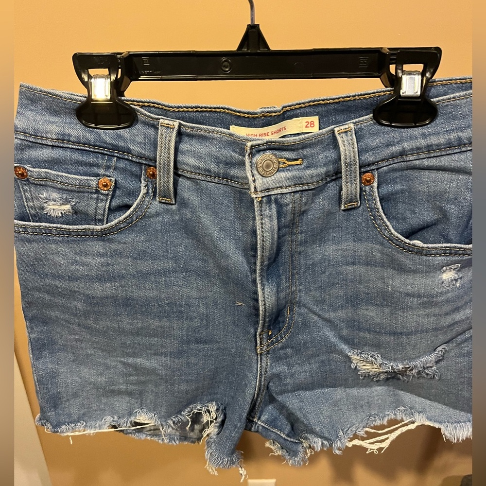 Levi’s Denim Blue Distressed Women Shorts